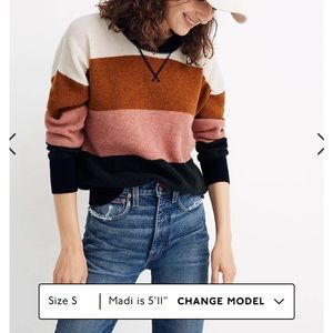 NWT MADEWELL Cashmere Crewneck Vernon Stripe Size M